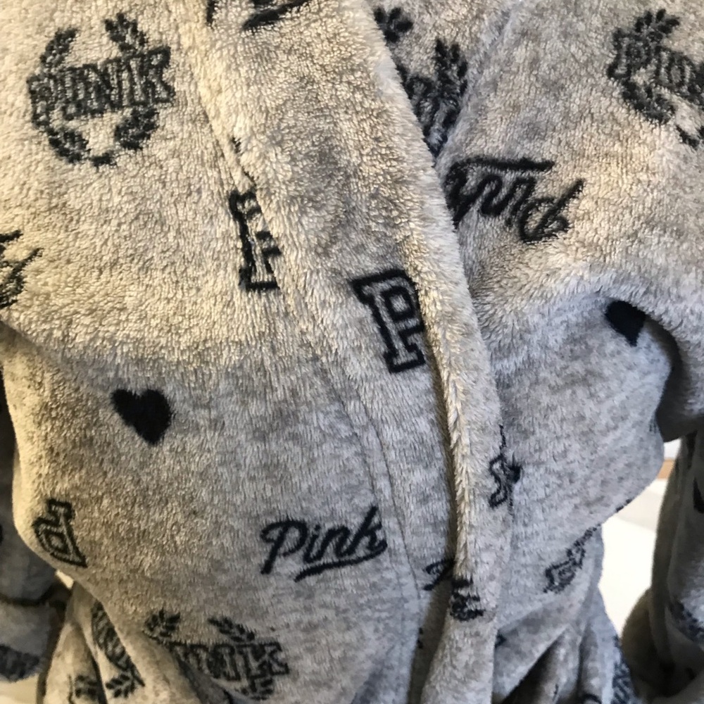 PINK gray Plush Robe - Picture 2 of 3